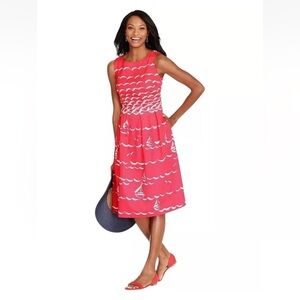 NEW Talbots Coral Cactus Nautical Smooth Sailing Fit & Flare Dress sail boat 6
